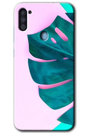 Galaxy M11 Kılıf HD Desen Baskılı Arka Kapak - 3D Yaprak 