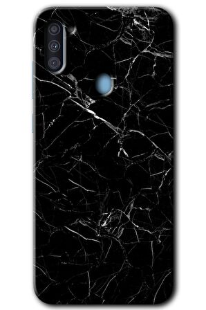 Galaxy M11 Kılıf HD Desen Baskılı Arka Kapak - Siyah Mermer 