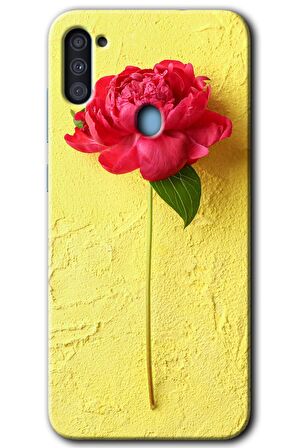 Galaxy M11 Kılıf HD Desen Baskılı Arka Kapak - Kırmızı Gül 