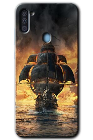 Galaxy M11 Kılıf HD Desen Baskılı Arka Kapak - Siyah İnci 