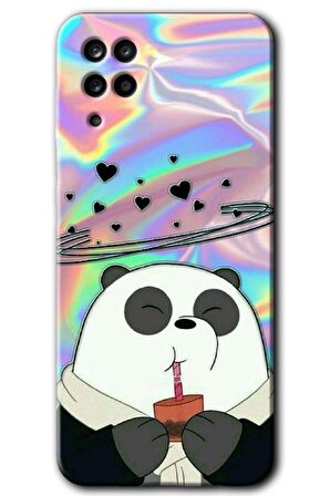 Galaxy M12 Kılıf HD Desen Baskılı Arka Kapak - Milkshake Panda 