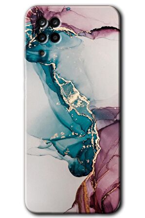 Galaxy M12 Kılıf HD Desen Baskılı Arka Kapak - Liquid Mermer 