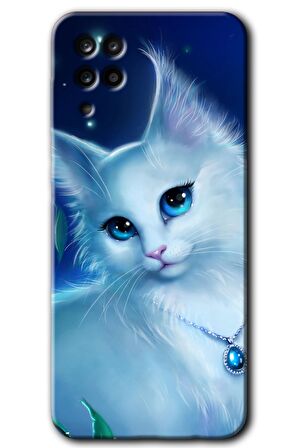 Galaxy M12 Kılıf HD Desen Baskılı Arka Kapak - Cat Glance 
