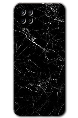 Galaxy M12 Kılıf HD Desen Baskılı Arka Kapak - Siyah Mermer 