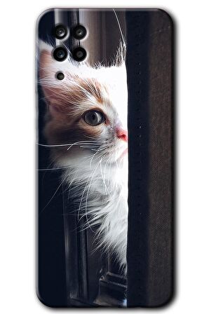 Galaxy M12 Kılıf HD Desen Baskılı Arka Kapak - Kedi Bakışı 