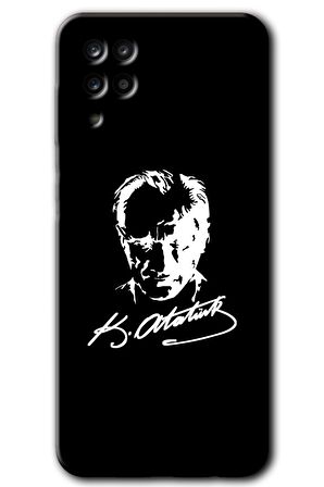 Galaxy M12 Kılıf HD Desen Baskılı Arka Kapak - Atatürk Silüet İmza 