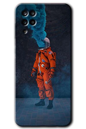Galaxy M12 Kılıf HD Desen Baskılı Arka Kapak - Smoke Astronot 