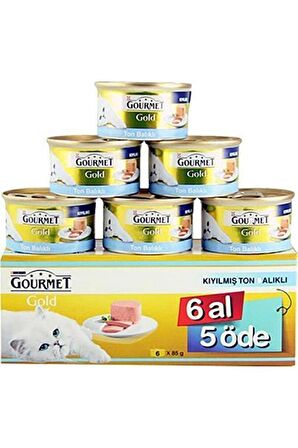 Gourmet Gold Kıyılmış Ton Balıklı 85 gr 6'lı Yetişkin Kedi Konservesi