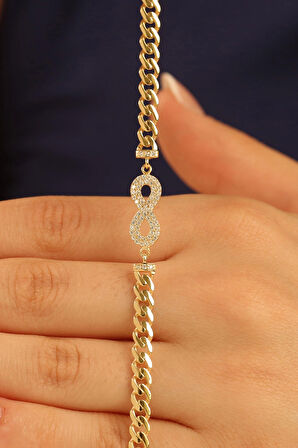 İnce Gurmet Sonsuzluk Taşlı Kadın Altın Bileklik