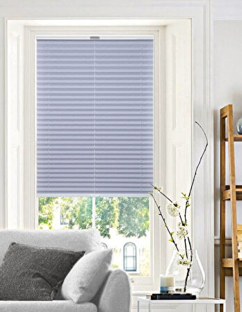 Açık Gri Plise Perde Katlanır Cam Balkon Perdesi - Ofis Perdesi - Mutfak Perdesi