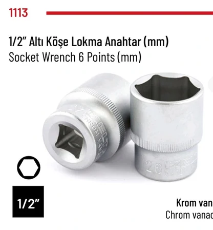 1/2 Altı Köşe Lokma 15mm
