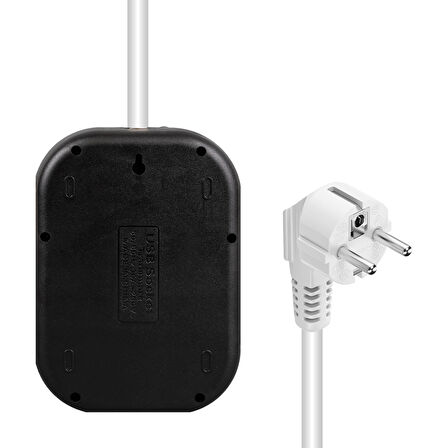 6'lı Akım Korumalı Priz, 1.5 Metre Kablo, 3 x USB, 1 x Type-C PD Girişli, Grup Priz, 10ah Akım Korumalı Priz, 2500W Güç, Anahtarlı, Topraklı,