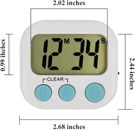 Dijital Ekranlı Alarmlı Mıknatıslı Zamanlayıcı. Geri sayım / Kronometre