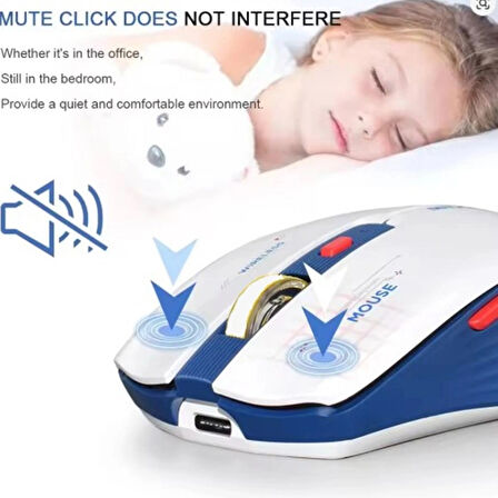 Şarjlı Sessiz Tuş Oyuncu Mouse  Type-C Şarjlı  Kablosuz Mouse 800-1200-1600 DPI WD150
