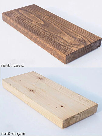 Ahşap 100 Cm 2'li Ceviz Rengi Çam Dekoratif Duvar Rafı
