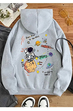 Malkoçbey THE GALAXY baskılı kapüşonlu sweatşhirt
