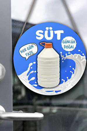 Günlük Süt Dükkanı için Duvar, Kapı, Çift Taraflı Askılı Pano Karşılama Tabelası, Süt Mandıra Süsü