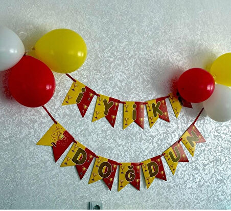 Taraftar Sarı Kırmızı 20 Balon+Banner