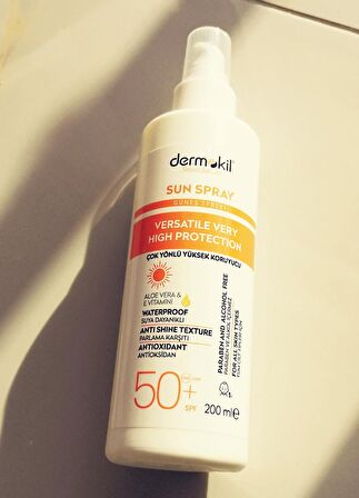 Sun Sprey-Çok Yönlü Yüksek Koruyucu Yüz ve Vücut Güneş Spreyi 50 SPF 200 ml