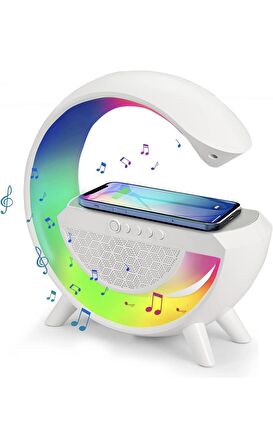 BLUETOOTH G HOPARLÖR RGB LED IŞIKLI SPEAKER ALARM SAAT USB WİRELESS ŞARJ