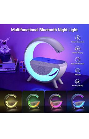 BLUETOOTH G HOPARLÖR RGB LED IŞIKLI SPEAKER ALARM SAAT USB WİRELESS ŞARJ