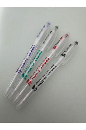 Tükenmez Kalem Global 0.5 MM Karışık Renk 4 Adet (Kırmızı,Mor,Siyah,Yeşil)