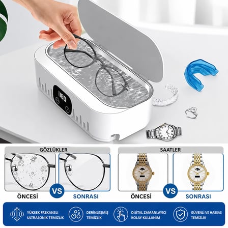 Dijital Ultrasonik Temizleyici Gözlük Takı Saat Diş Plağı Temizleme Cihazı 220V Ultrasonik Yıkama Makinesi