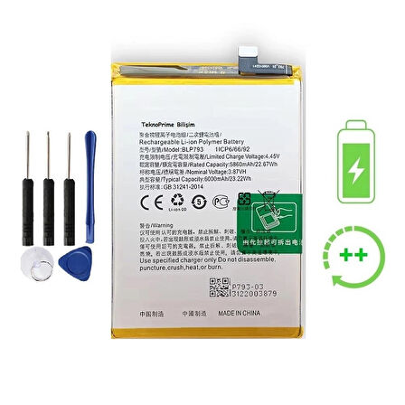 Realme C12 İle Uyumlu  Güclendirilmis İthal Pil Batarya BLP793