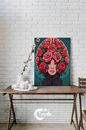 Gül Taçlı Düşler Sayılarla Boyama Seti, Hobi Seti, 40X50 Tablo, Fırça Boya, Numaralı Tuval