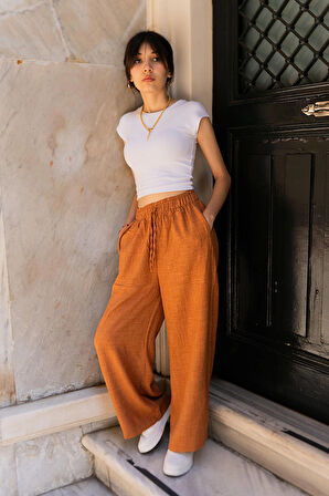 Kadın Yüksek Bel Bol Paça Pantolon