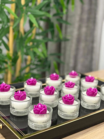 Söz Nişan Nikah Sünnet Hediyesi Şeffaf Asetatlı Kutuda Süslemeli Tasarım Gül Mum