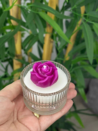 Söz Nişan Nikah Sünnet Hediyesi Şeffaf Asetatlı Kutuda Süslemeli Tasarım Gül Mum