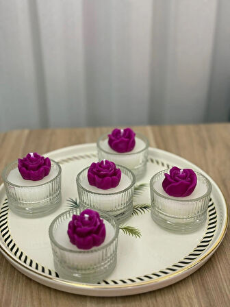 Söz Nişan Nikah Sünnet Hediyesi Şeffaf Asetatlı Kutuda Süslemeli Tasarım Gül Mum