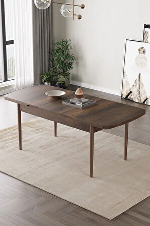 Lara Barok Desen 80 X 132 Açılabilir MDF Mutfak Masası 4 Sandalye, 1 Bench