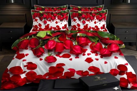 Özel Tasarım Marka 240*260 Cm Çift Kişilik Nevresim Takımı Organik Saten & Pamuk Luxury Ranforce Premium Kumaş Dokuma deluxe seri güllü çeyiz kırmızı beyaz