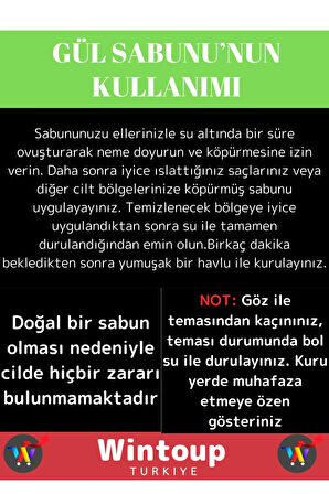 Özel Üretim %100 Organik Bitkisel Güzel Kokulu El Yüz Cilt Vücut Gül Sabunu 3 Adet