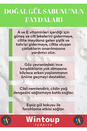 %100 Organik Özel Üretim Bitkisel Güzel Kokulu El Yüz Cilt Vücut Gül Sabunu 2 Adet