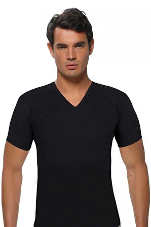 12 Adet Beyaz Renk V Yaka Kısa Kollu Fanila