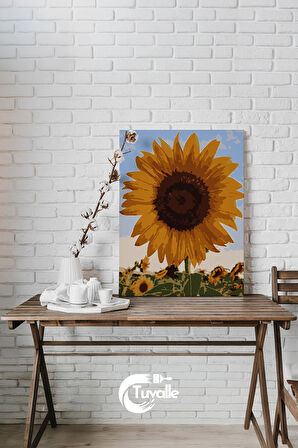 Güneşin Gülü Sayılarla Boyama Seti, Hobi Seti, 40X50 Tablo, Fırça Boya, Numaralı Tuval