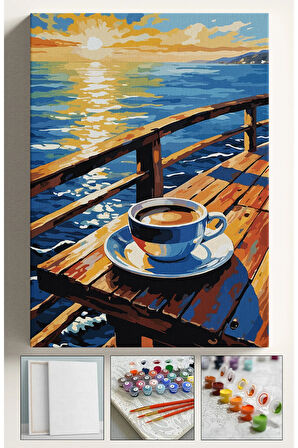 Sayılarla Boyama Seti Numaralı Tuval Fırça Boya Dahil Kasnaklı Set 40x50 Cm - GÜNEŞ KAHVE