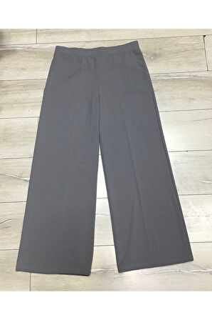 Scuba Beli Lastikli Bedenli Büyük Beden Bol Paça Pantolon