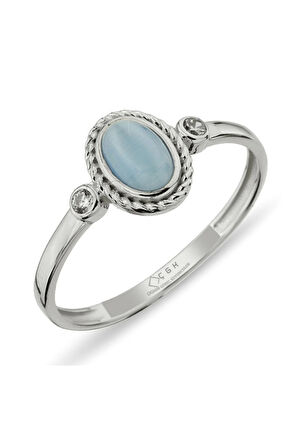 Kadın Oval Taşlı Altın Yüzük14 Ayar