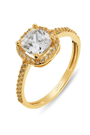 14 Ayar Tektaş Altın Yüzük