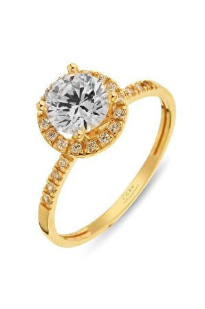 14 Ayar Tektaş Altın Yüzük