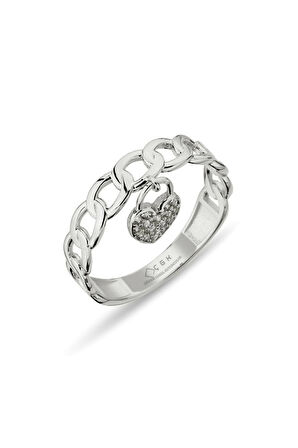 Kadın Beyaz Kalp Sallantılı Kilit Altın Yüzük Zy0281