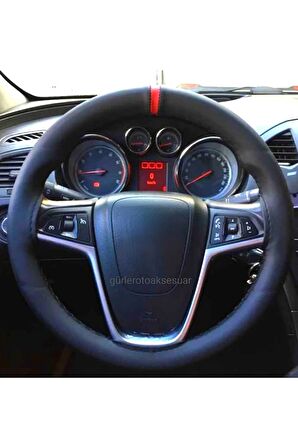 Universal Dikmeli Deri Direksiyon Kılıfı Kırmızı Yüzüklü Soft Esnek Ve Kokusuz