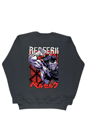 Lenithra Berserk Guts Anime Sırt Baskılı Unisex Oversize Sweatshirt Füme / 2XL
