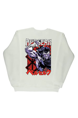 Lenithra Berserk Guts Anime Sırt Baskılı Unisex Oversize Sweatshirt Beyaz / 2XL