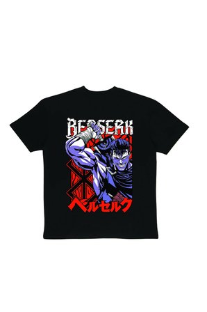 Lenithra Berserk Guts Anime Sırt Baskılı Unisex Oversize T-shirt Siyah / L