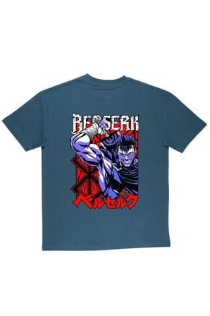 Lenithra Berserk Guts Anime Sırt Baskılı Unisex Oversize T-shirt Füme / L